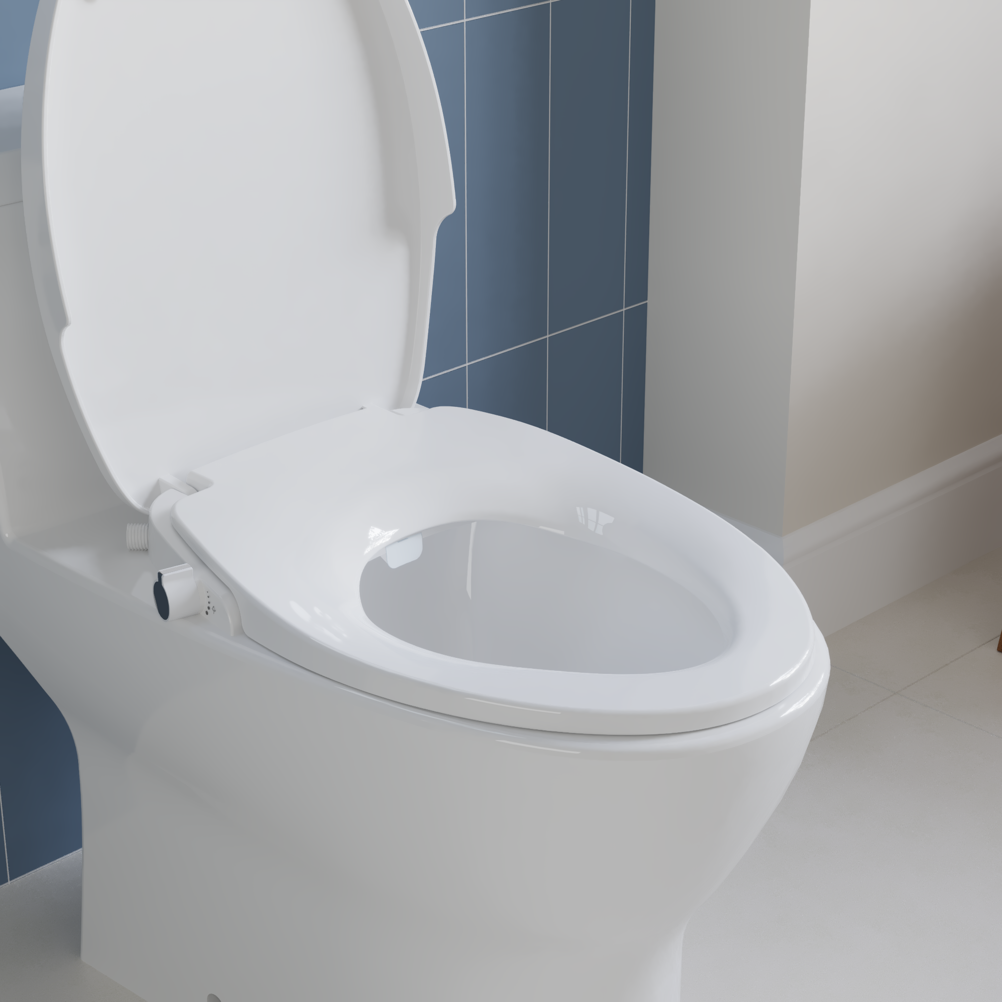 DeerValley DV-1S0038 Soft Close Toilet Seat Dual Nozzles White Plastic Elongated Slow Close Toilet Seat