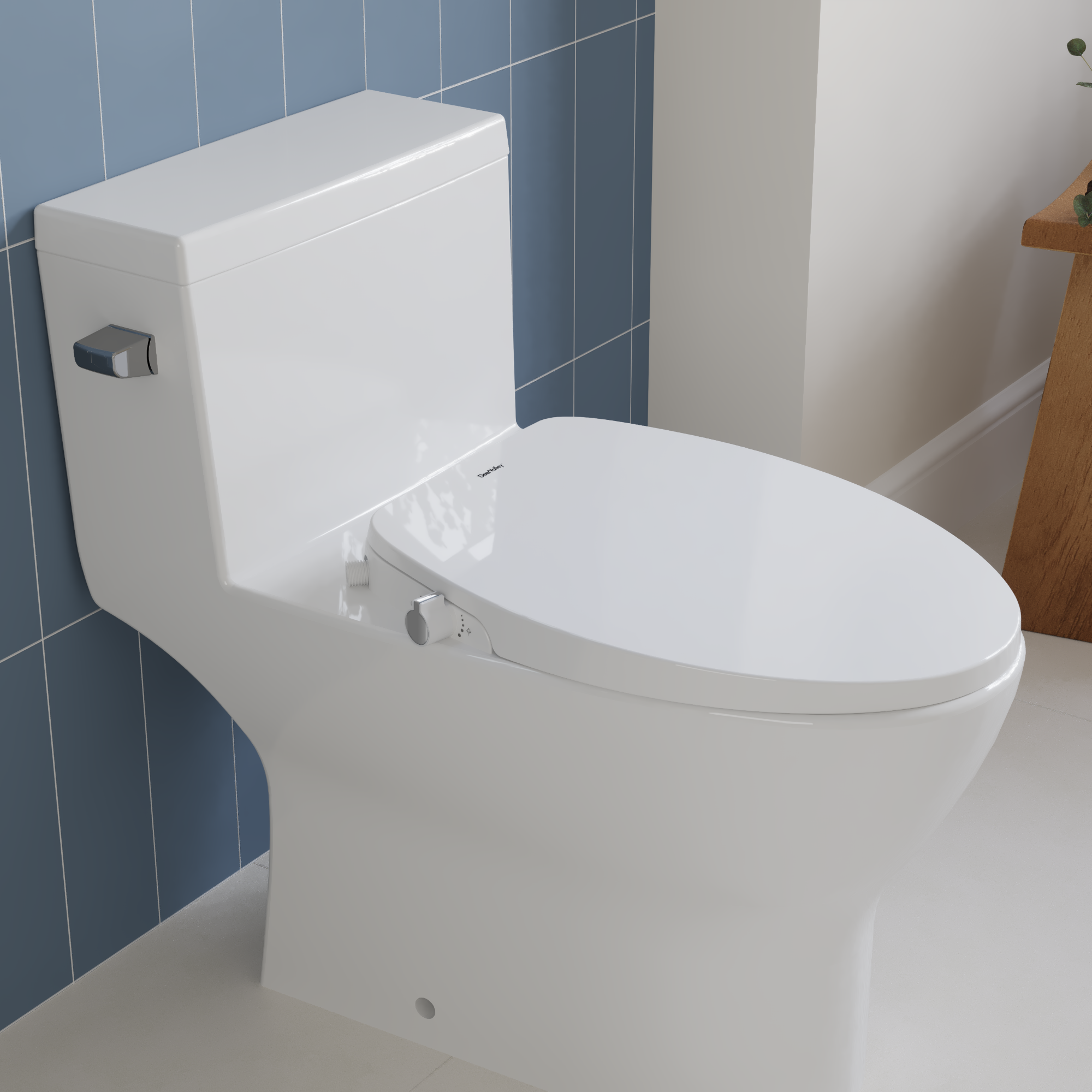 DeerValley DV-1S0038 Soft Close Toilet Seat Dual Nozzles White Plastic Elongated Slow Close Toilet Seat