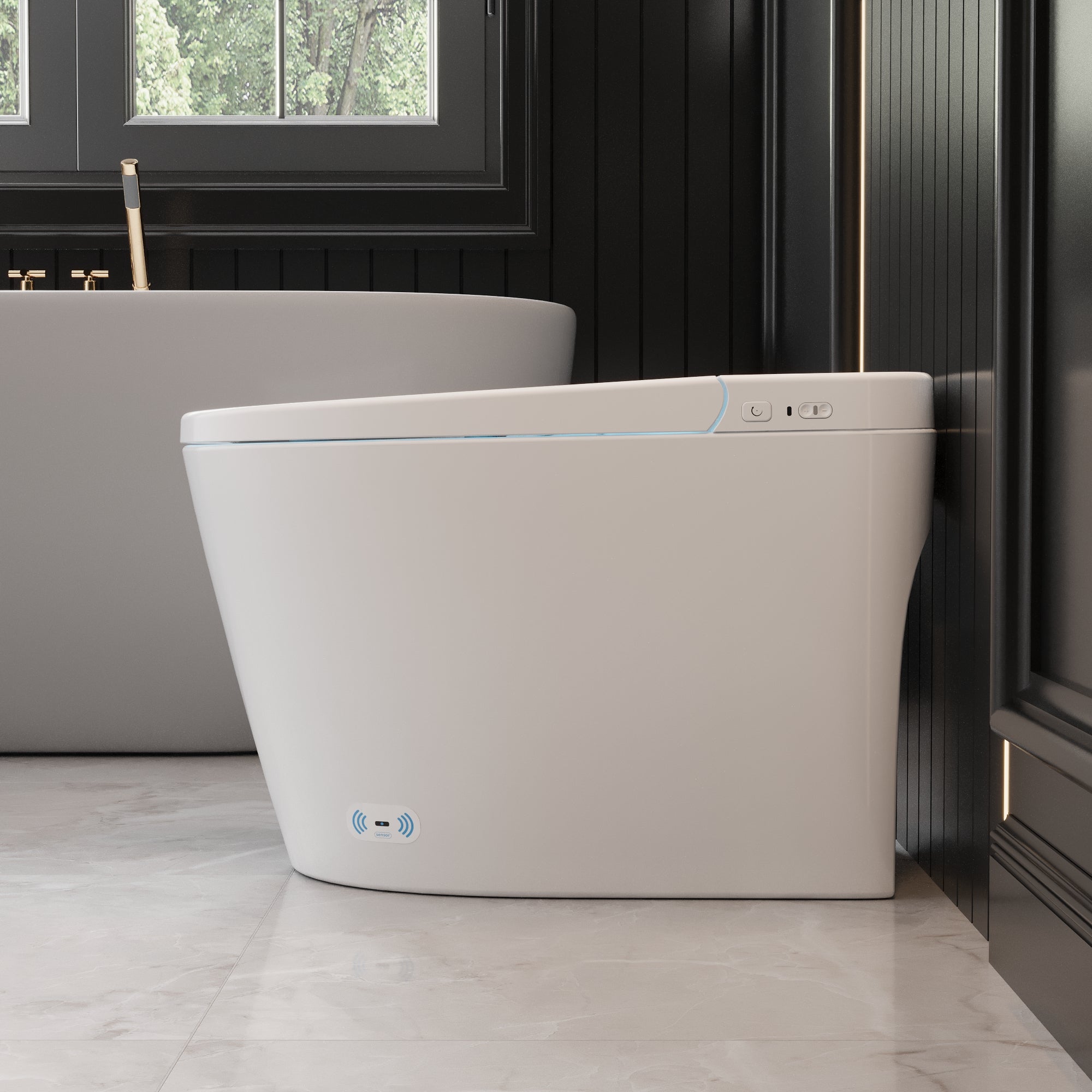 DeerValley DV-1S0159-V3 Premium Tankless Elongated Smart Bidet Toilet, Auto Flush, Heated Seat,Night-light, One-Piece