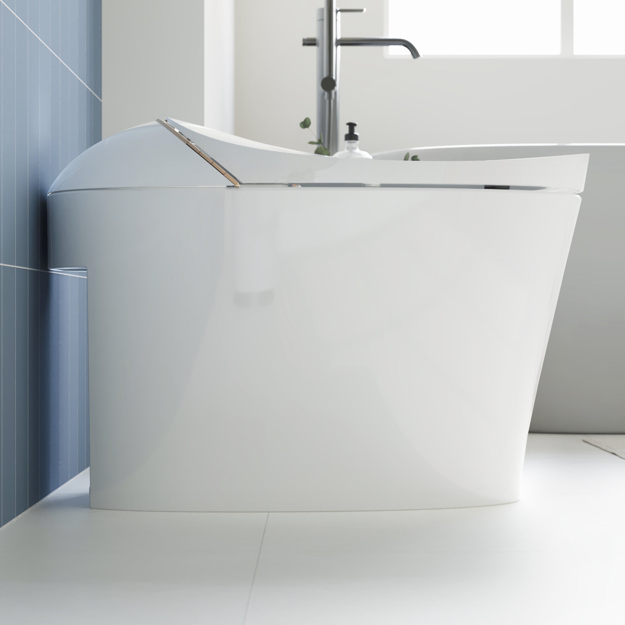 DeerValley DV-1S0160/V1/V3 Tankless Elongated Smart Toilet with Off-Seat Flush/Foot Sensor Flush, Automatic Tankless Toilet with Heated Seat, Warm Water Cleaning, Warm Air dryer