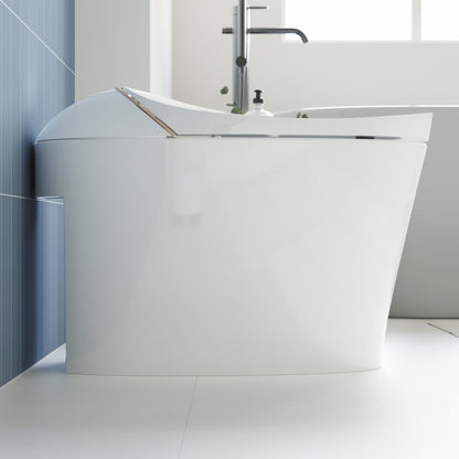 DeerValley DV-1S0160/V1/V3 Tankless Elongated Smart Toilet with Off-Seat Flush/Foot Sensor Flush, Automatic Tankless Toilet with Heated Seat, Warm Water Cleaning, Warm Air dryer