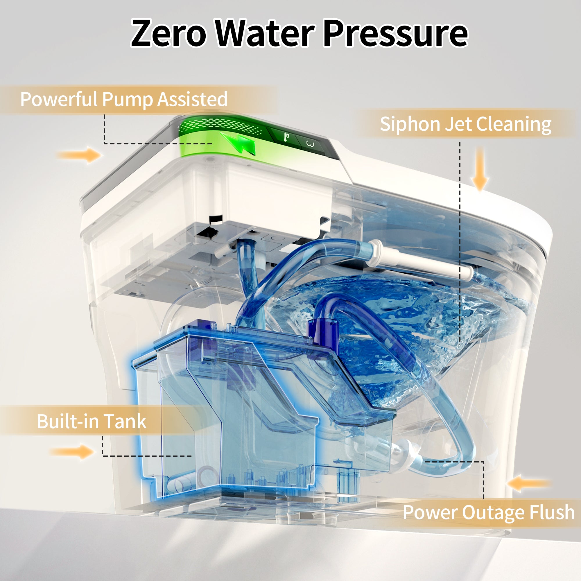 DeerValley DV-1S0290 Smart Toilet Bidet, One Piece Elongated Toilet with Foam Shield, Auto Flush 1.0/1.28 GPF, ADA Comfort Height, Heated Seat, Instant Warm Water, LED Display, Built-in Water Tank & Pump