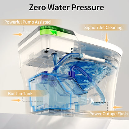 DeerValley DV-1S0290 Smart Toilet Bidet, One Piece Elongated Toilet with Foam Shield, Auto Flush 1.0/1.28 GPF, ADA Comfort Height, Heated Seat, Instant Warm Water, LED Display, Built-in Water Tank & Pump