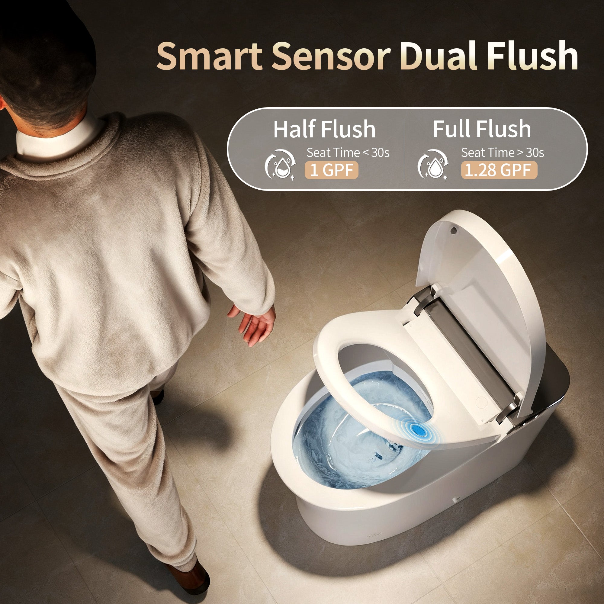 DeerValley DV-1S0290-V3 Smart Bidet Toilet with Purified Water Massage Wash & Modern Two-Tone Design