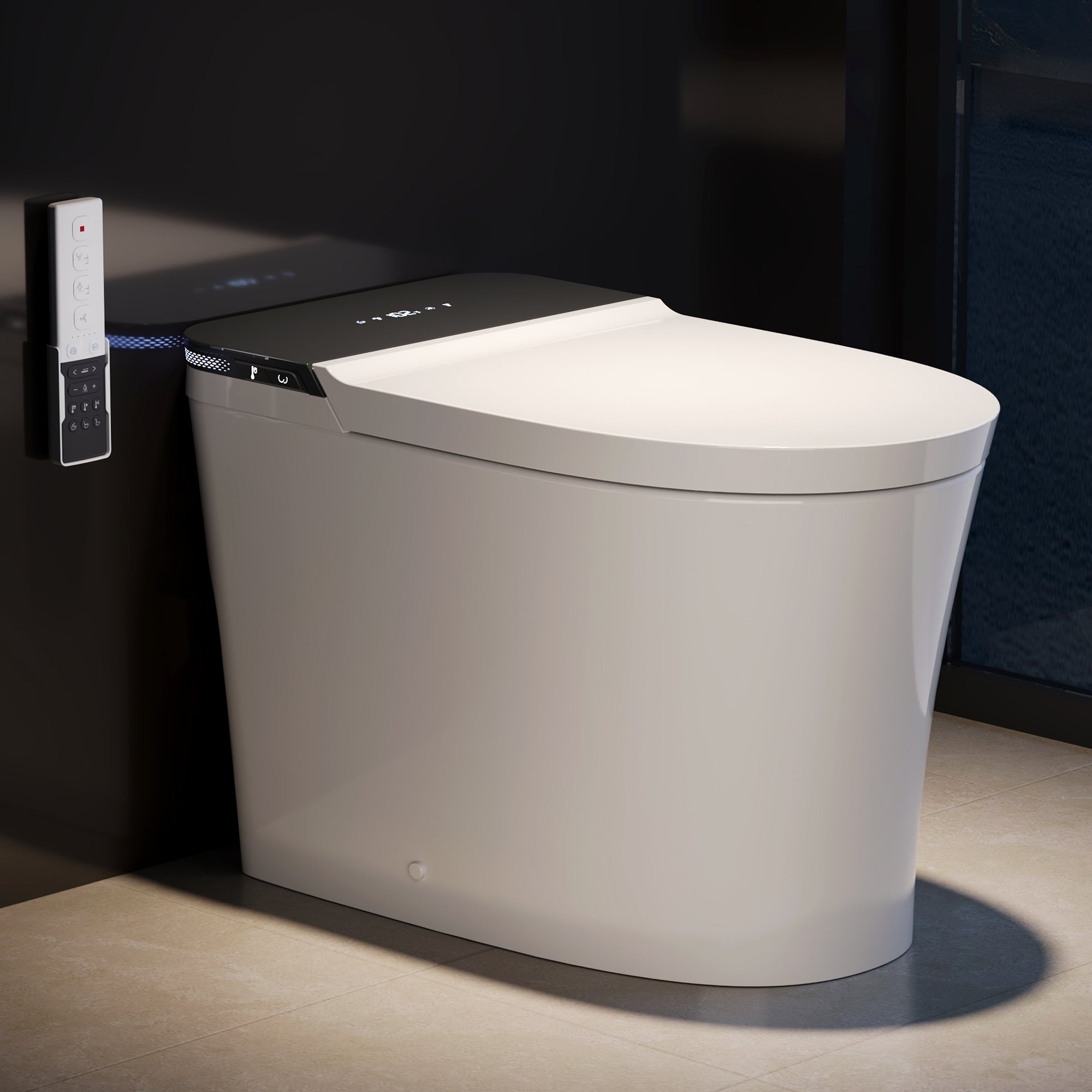 DeerValley Smart Toilet Bidet, One Piece Elongated Toilet with Foam Shield, Auto Flush 1.0/1.28 GPF, ADA Comfort Height, Heated Seat, Instant Warm Water, LED Display, Built-in Water Tank & Pump