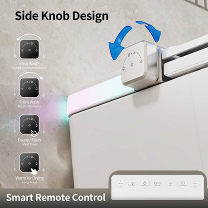 DeerValley DV-1S0360 Advanced Tankless Elongated Smart Toilet Smart Toilet with Bidet, Foam Shield, Deodorization, Auto Open/Close, Foot Sensor, Build-in Tank, Pump, Heated Seat, Dryer, LED Display, ADA Electric Toilets