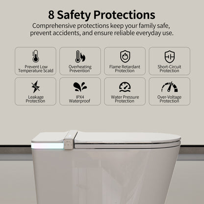 DeerValley DV-1S0360 Advanced Tankless Elongated Smart Toilet Smart Toilet with Bidet, Foam Shield, Deodorization, Auto Open/Close, Foot Sensor, Build-in Tank, Pump, Heated Seat, Dryer, LED Display, ADA Electric Toilets