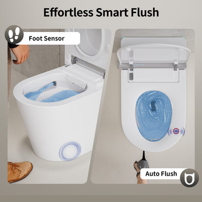 DeerValley DV-1S0360 Advanced Tankless Elongated Smart Toilet Smart Toilet with Bidet, Foam Shield, Deodorization, Auto Open/Close, Foot Sensor, Build-in Tank, Pump, Heated Seat, Dryer, LED Display, ADA Electric Toilets