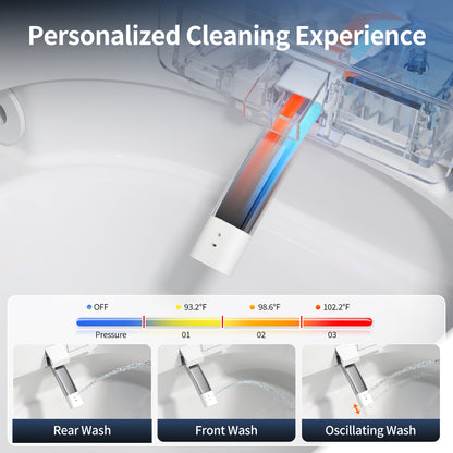 DeerValley DV-1S0360-V3 Premium Smart Toilet ADA Height  with Bidet, Foam Shield, Deodorization, Auto Open/Close, Foot Sensor, Build-in Tank, Pump, Heated Seat, Dryer, LED Display, Electric Toilets in White