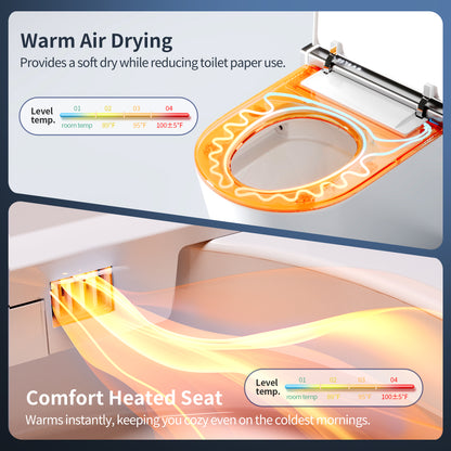 DeerValley DV-1S0360-V3 Premium Smart Toilet ADA Height  with Bidet, Foam Shield, Deodorization, Auto Open/Close, Foot Sensor, Build-in Tank, Pump, Heated Seat, Dryer, LED Display, Electric Toilets in White