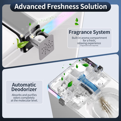 DeerValley DV-1S0360-V3 Premium Smart Toilet ADA Height  with Bidet, Foam Shield, Deodorization, Auto Open/Close, Foot Sensor, Build-in Tank, Pump, Heated Seat, Dryer, LED Display, Electric Toilets in White