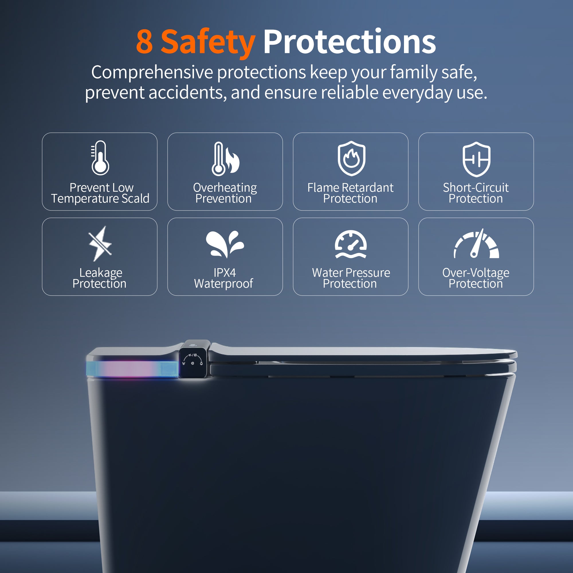 DeerValley DV-1S0360-V3 Premium Smart Toilet ADA Height  with Bidet, Foam Shield, Deodorization, Auto Open/Close, Foot Sensor, Build-in Tank, Pump, Heated Seat, Dryer, LED Display, Electric Toilets in White