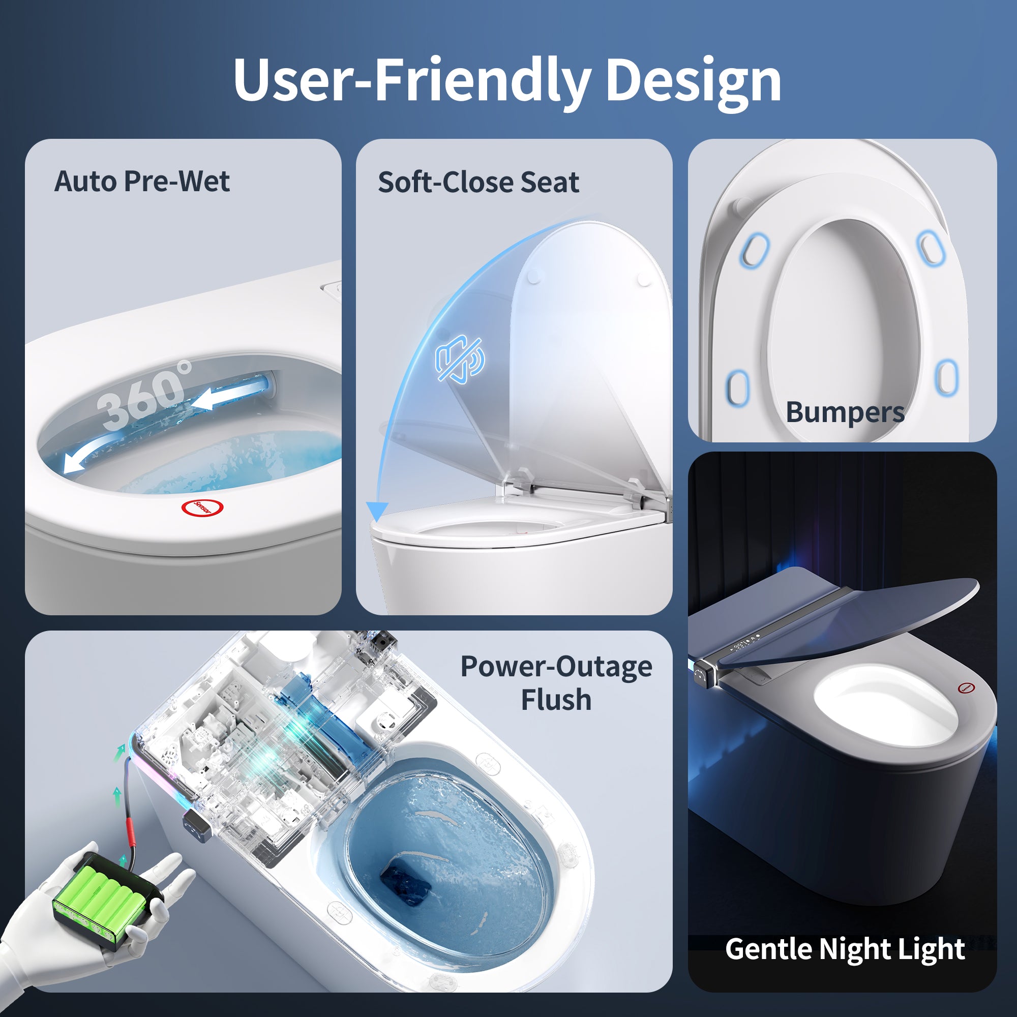 DeerValley DV-1S0360-V3 Premium Smart Toilet ADA Height  with Bidet, Foam Shield, Deodorization, Auto Open/Close, Foot Sensor, Build-in Tank, Pump, Heated Seat, Dryer, LED Display, Electric Toilets in White