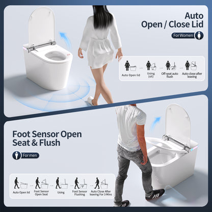DeerValley DV-1S0360-V3 Premium Smart Toilet ADA Height  with Bidet, Foam Shield, Deodorization, Auto Open/Close, Foot Sensor, Build-in Tank, Pump, Heated Seat, Dryer, LED Display, Electric Toilets in White