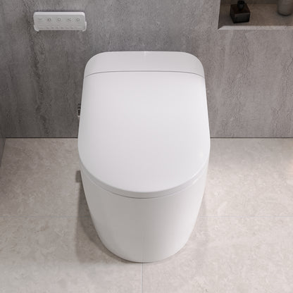 DeerValley DV-1S0381 Compact One-Piece Smart Toilet for Small Bathrooms, Dual Flush Bidet with Auto Flush, Foot Kick Flush, Heated Seat, Adjustable Water & Air Temperature, Deodorizer, Soft Night Light, and Remote Control