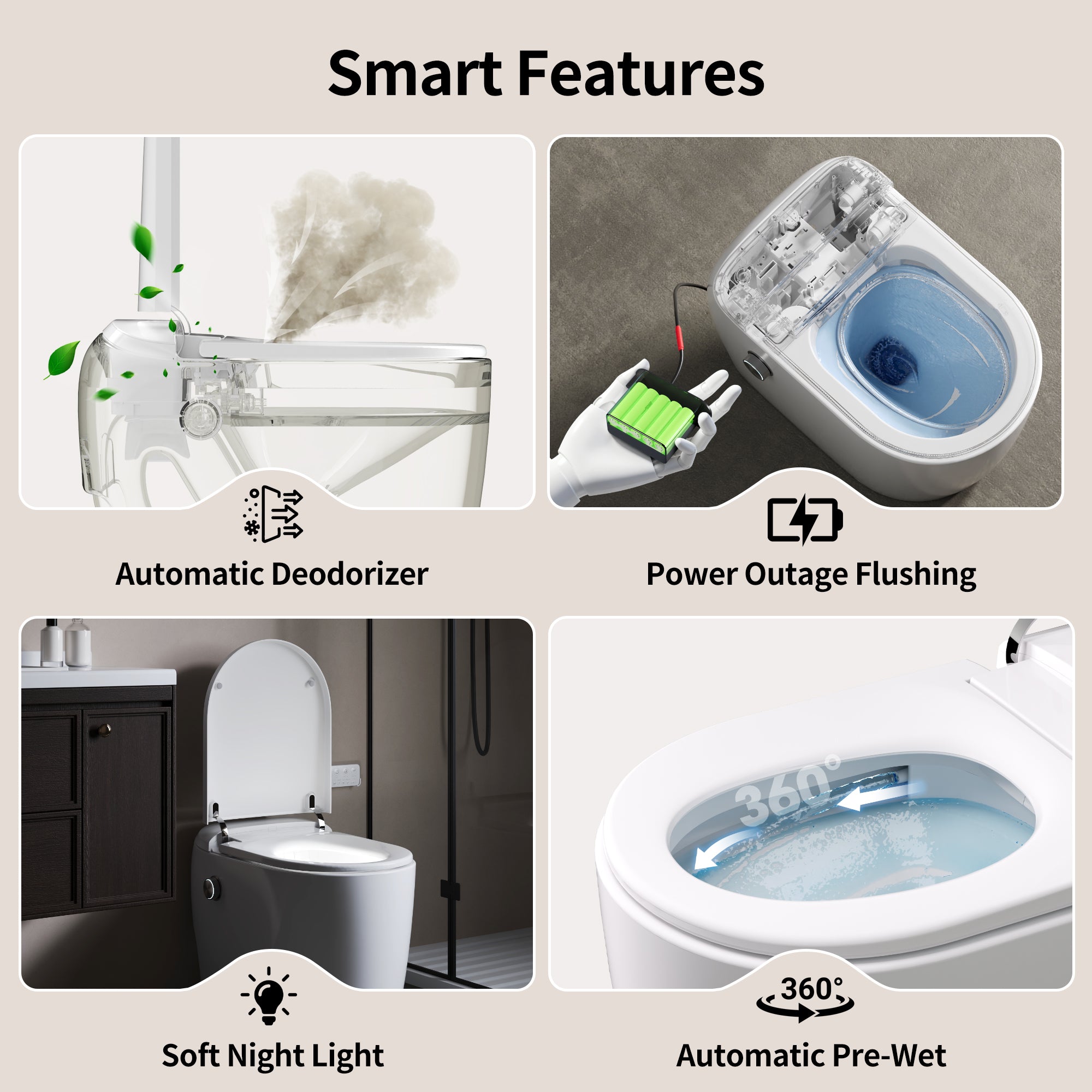 DeerValley DV-1S0381 Compact Smart Toilet for Small Bathrooms, Space-Saving Design