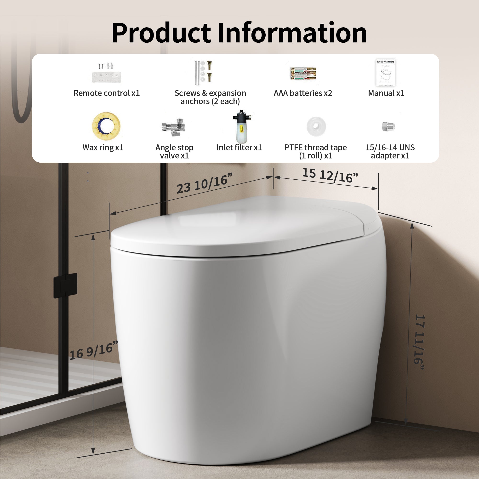 DeerValley DV-1S0381 Compact Smart Toilet for Small Bathrooms