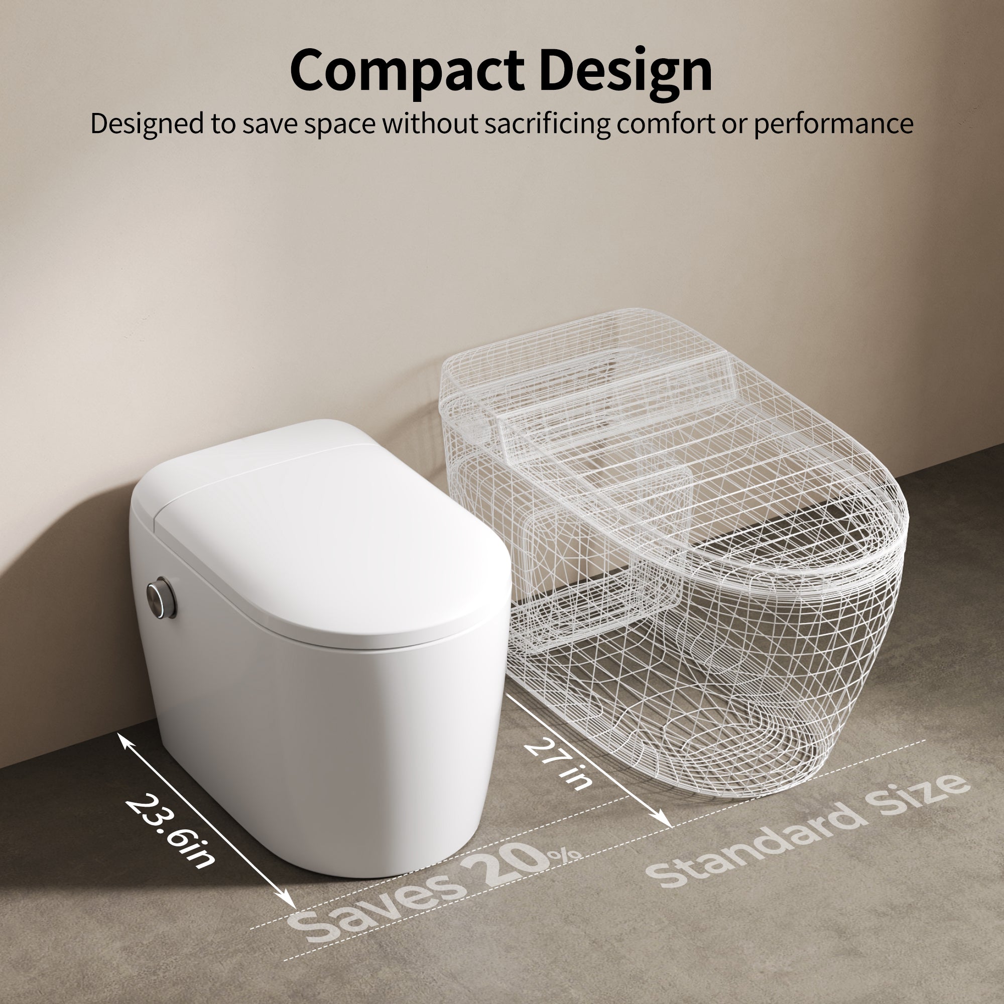 DeerValley DV-1S0381 Compact Smart Toilet for Small Bathrooms, Space-Saving Design