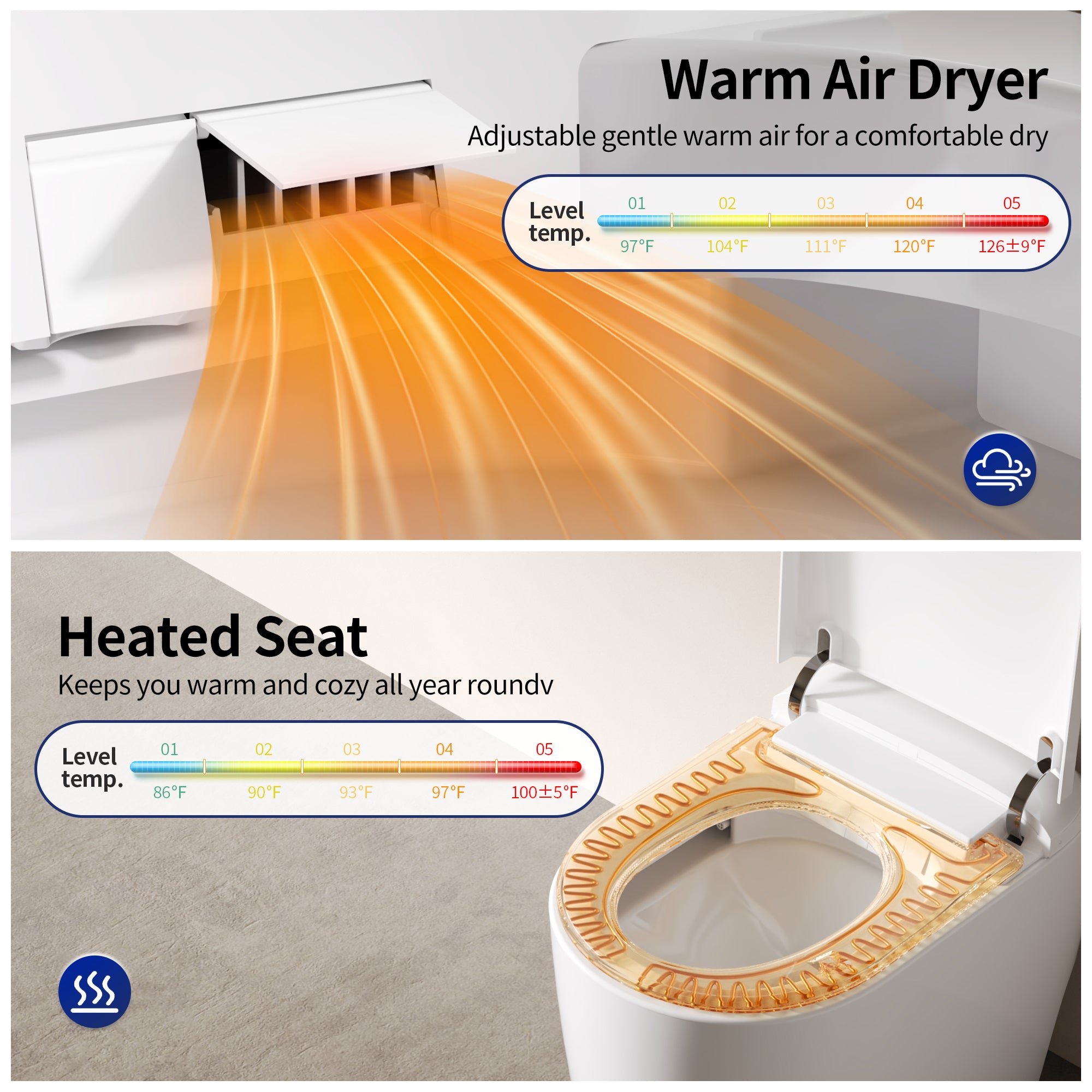 DeerValley DV-1S0381 Compact Smart Toilet for Small Bathrooms, Space-Saving Design