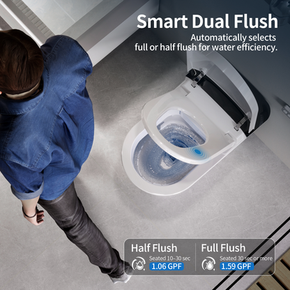 DeerValley DV-1S0442 Advanced Smart Toilet with Tank Built in, Auto Open/Close Lid, Auto Dual Flush, Foot Sensor, Auto Temp, Foam Shield, LED Display, Instant Warm Water, ADA Height Elongated Bidet Toilet