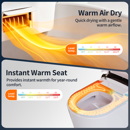 DeerValley DV-1S0442 Advanced Smart Toilet with Tank Built in, Auto Open/Close Lid, Auto Dual Flush, Foot Sensor, Auto Temp, Foam Shield, LED Display, Instant Warm Water, ADA Height Elongated Bidet Toilet