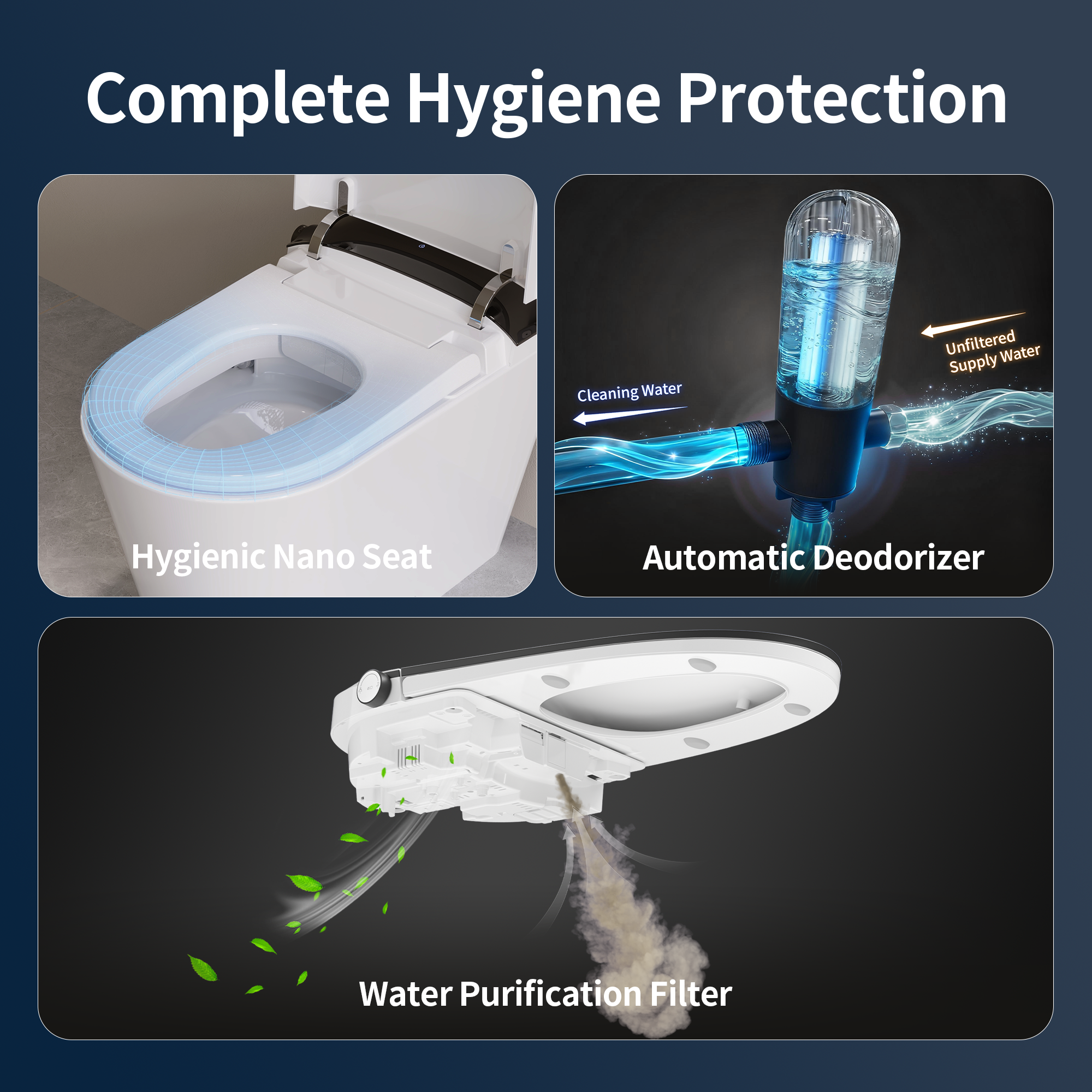 DeerValley DV-1S0442 Advanced Smart Toilet with Tank Built in, Auto Open/Close Lid, Auto Dual Flush, Foot Sensor, Auto Temp, Foam Shield, LED Display, Instant Warm Water, ADA Height Elongated Bidet Toilet