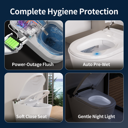 DeerValley DV-1S0442 Advanced Smart Toilet with Tank Built in, Auto Open/Close Lid, Auto Dual Flush, Foot Sensor, Auto Temp, Foam Shield, LED Display, Instant Warm Water, ADA Height Elongated Bidet Toilet