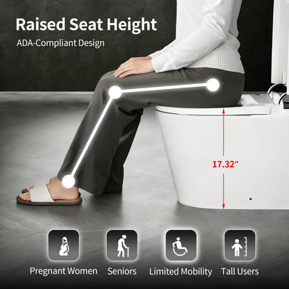 DeerValley DV-1S0442-V3 Premium Smart Toilet with Tank Built in, Auto Open/Close Lid, Auto Dual Flush, Foot Sensor, Auto Temp, Foam Shield, LED Display, Instant Warm Water, ADA Height Elongated Bidet Toilet,