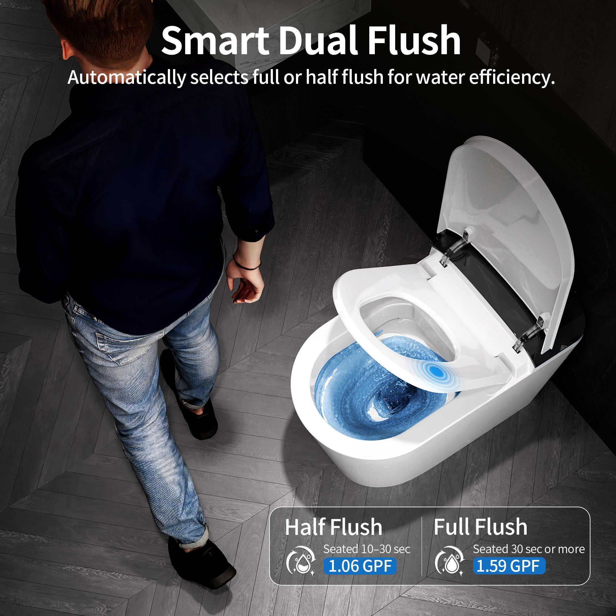 DeerValley DV-1S0442-V3 Premium Smart Toilet with Tank Built in, Auto Open/Close Lid, Auto Dual Flush, Foot Sensor, Auto Temp, Foam Shield, LED Display, Instant Warm Water, ADA Height Elongated Bidet Toilet,