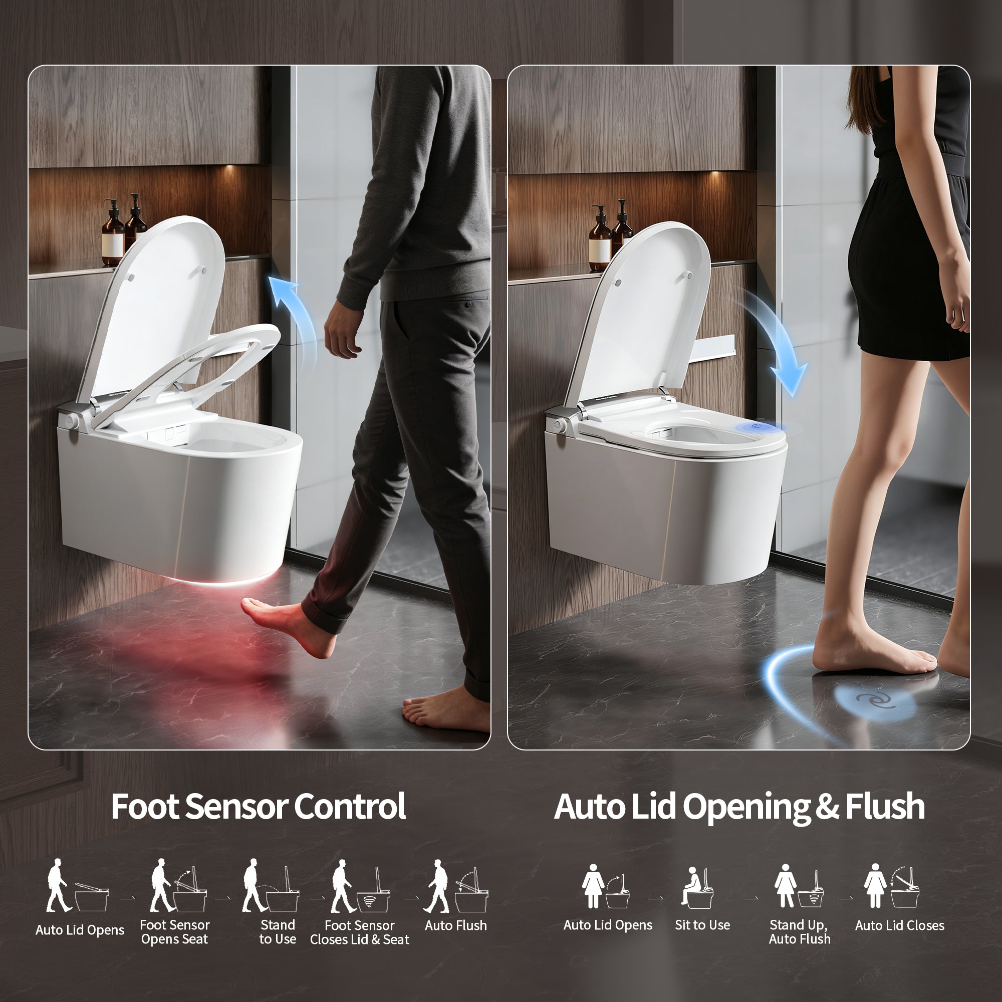 DeerValley DV-1S0455 Wall Hung Smart Toilet – Auto Open/Close, Foam Shield & Foot Sensor