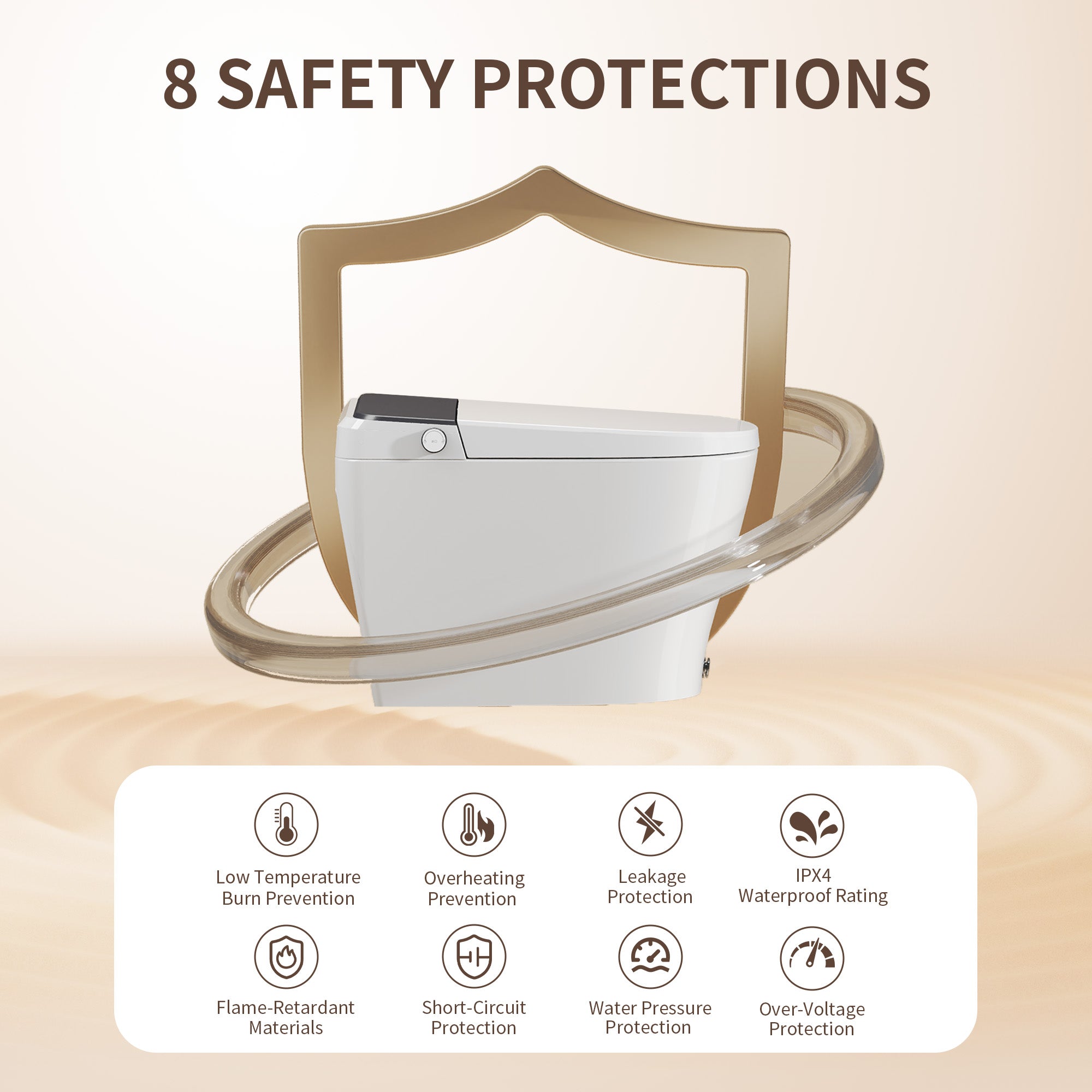 DeerValley DV-1S0459 Smart Toilet with Bidet, MaP 1000g Flush, ADA Height, Heated Seat & Warm Air Dryer, Auto Flush & Foot Sensor, Blackout Flush, Night Light, Modern Elongated Tankless Toilet
