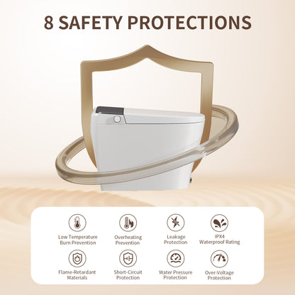 DeerValley DV-1S0459 Smart Toilet with Bidet, MaP 1000g Flush, ADA Height, Heated Seat & Warm Air Dryer, Auto Flush & Foot Sensor, Blackout Flush, Night Light, Modern Elongated Tankless Toilet