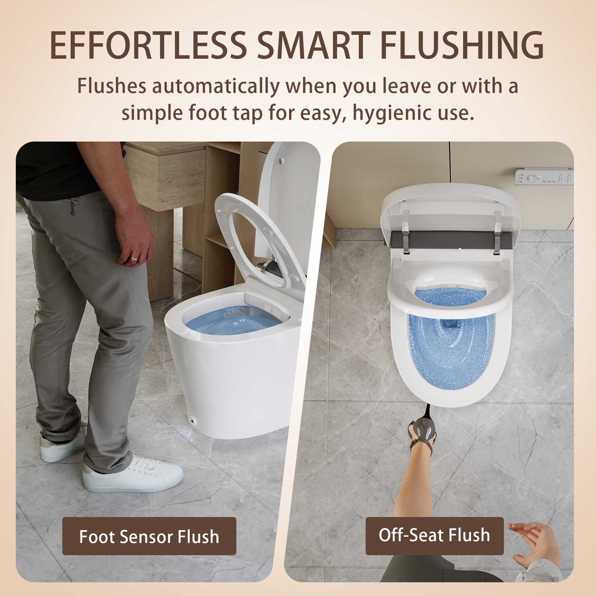 DeerValley DV-1S0459 Smart Toilet with Bidet, MaP 1000g Flush, ADA Height, Heated Seat & Warm Air Dryer, Auto Flush & Foot Sensor, Blackout Flush, Night Light, Modern Elongated Tankless Toilet