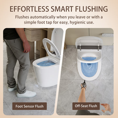 DeerValley DV-1S0459 Smart Toilet with Bidet, MaP 1000g Flush, ADA Height, Heated Seat & Warm Air Dryer, Auto Flush & Foot Sensor, Blackout Flush, Night Light, Modern Elongated Tankless Toilet