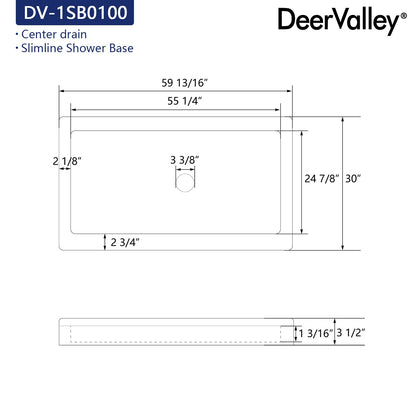 60"L Rectangle Shower Base, Non-slip Design With Multiple Sizes