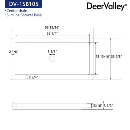 60"L Rectangle Shower Base, Non-slip Design With Multiple Sizes