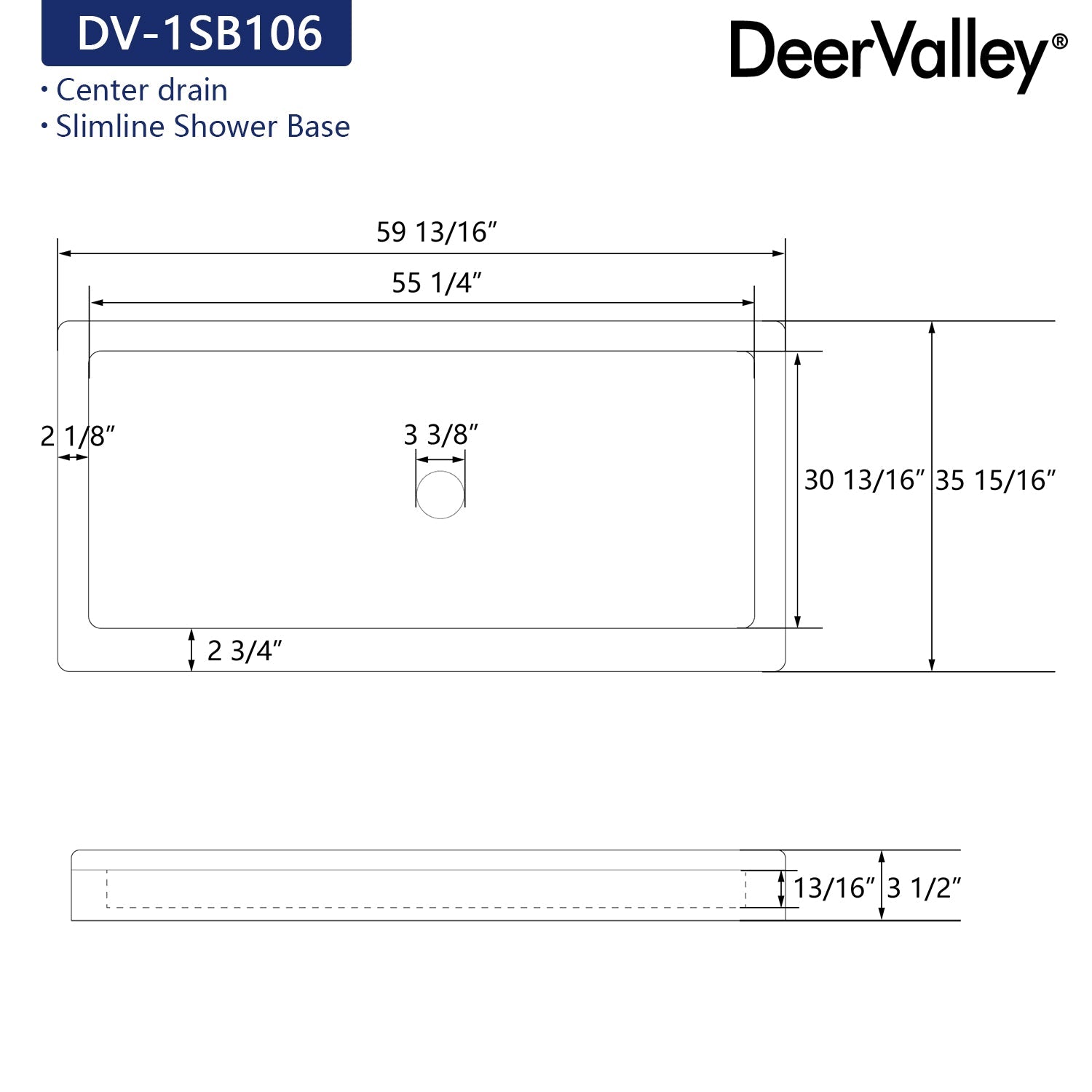 60"L Rectangle Shower Base, Non-slip Design With Multiple Sizes