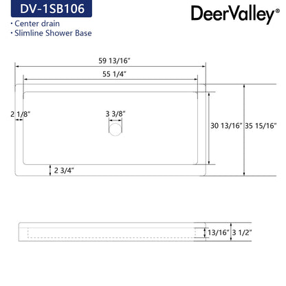 60"L Rectangle Shower Base, Non-slip Design With Multiple Sizes