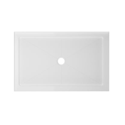 DeerValley DV-1SB0480 48 in. L x 30 in. W x 3.5 in. H Alcove Shower Pan Base with Center Drain in White