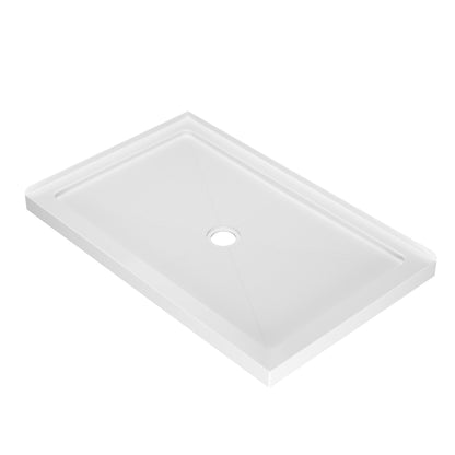 DeerValley DV-1SB0480 48 in. L x 30 in. W x 3.5 in. H Alcove Shower Pan Base with Center Drain in White