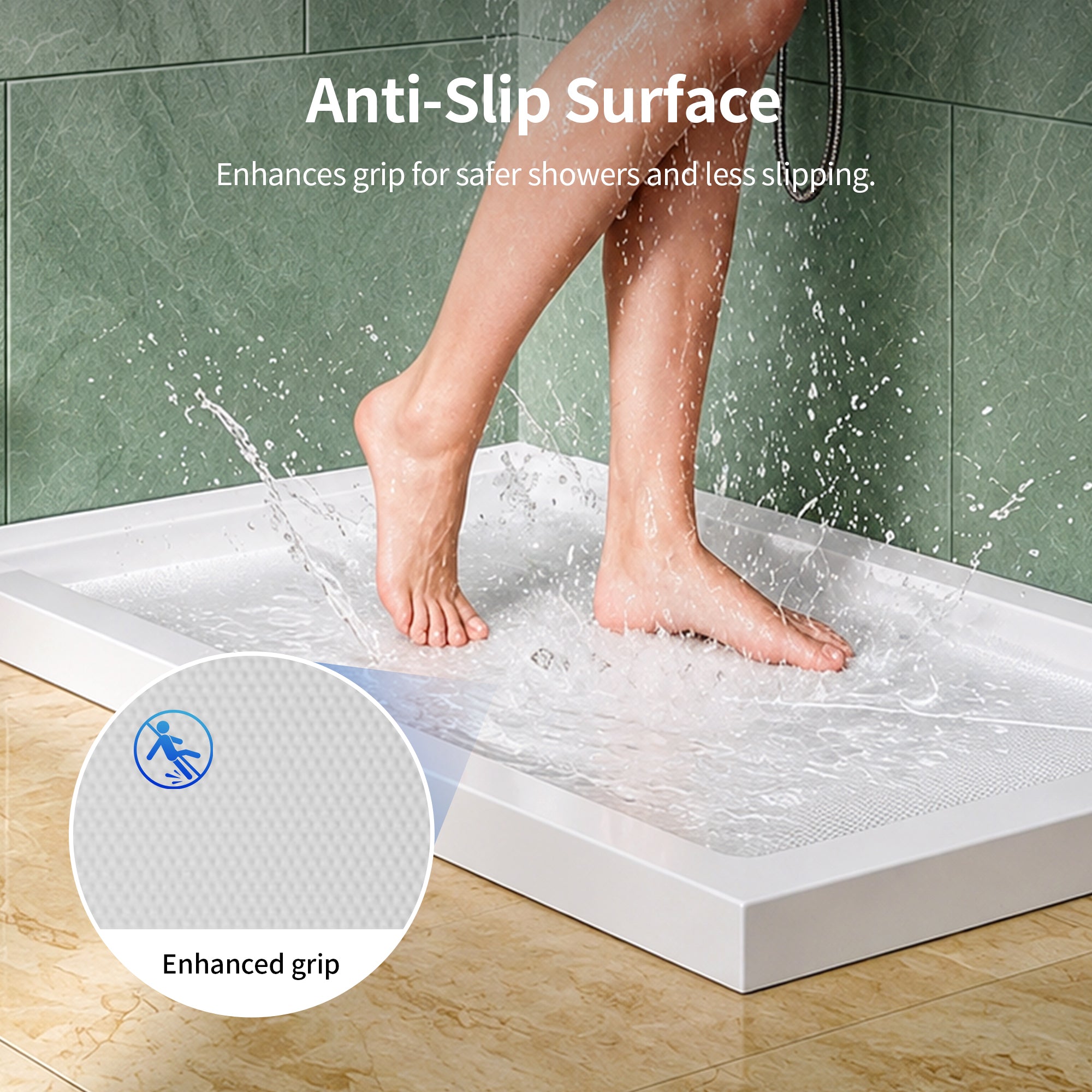 DeerValley DV-1SB0480 48 in. L x 30 in. W x 3.5 in. H Alcove Shower Pan Base with Center Drain in White