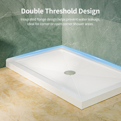 DeerValley DV-1SB0480 48 in. L x 30 in. W x 3.5 in. H Alcove Shower Pan Base with Center Drain in White