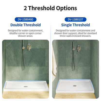 DeerValley DV-1SB0480 48 in. L x 30 in. W x 3.5 in. H Alcove Shower Pan Base with Center Drain in White