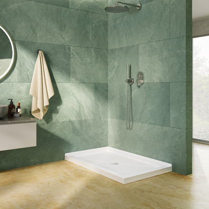 DeerValley DV-1SB0480 48 in. L x 30 in. W x 3.5 in. H Alcove Shower Pan Base with Center Drain in White