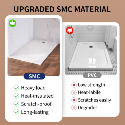 DeerValley DV-1SB0483/DV-1SB0485 60" x 36"/48" x 32" Zero Threshold Shower Base Seamless Entry, Modern Living