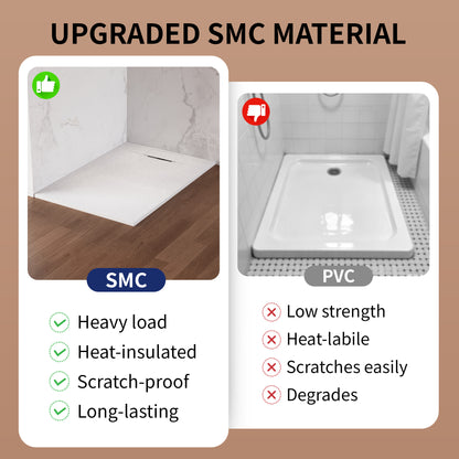 DeerValley DV-1SB0483/DV-1SB0485 60" x 36"/48" x 32" Zero Threshold Shower Base Seamless Entry, Modern Living