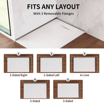 DeerValley DV-1SB0483/DV-1SB0485 60" x 36"/48" x 32" Zero Threshold Shower Base Seamless Entry, Modern Living