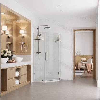 DeerValley DV-1SD021208 34" Frameless Neo-Angle Corner Shower Enclosure with Pivot Door, Chrome