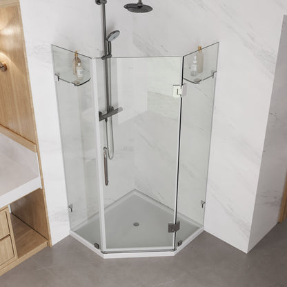 DeerValley DV-1SD021208 34" Frameless Neo-Angle Corner Shower Enclosure with Pivot Door, Chrome