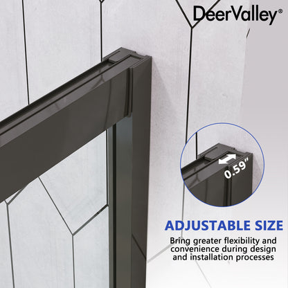 DeerValley DV-1SD0213B06 Corner Shower Enclosure, 34 in. D x 34 in. W x 72 in. H Double Sliding Corner Shower Door with 1/4 in. Tempered Glass, Sliding Shower Enclosure, Matte Black.